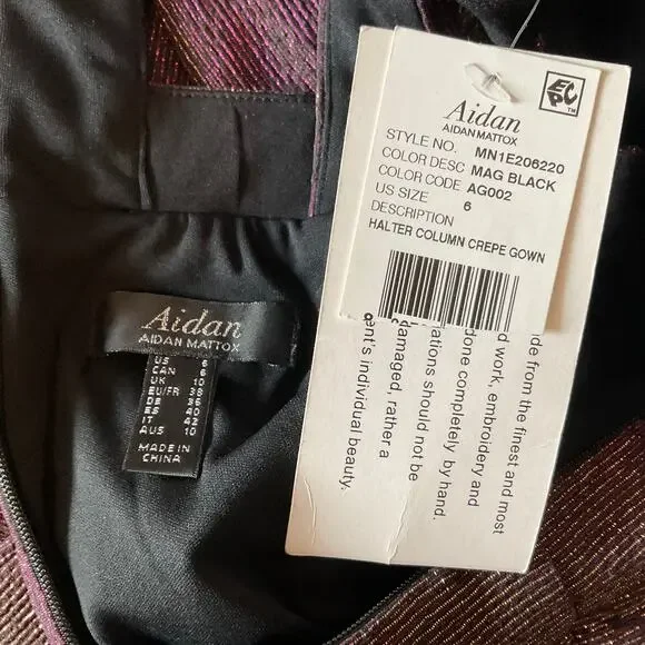 Aidan Mattox Sleeveless Cut Out Column Evening Gown Purple Size 6 Formal Dress - Picture 10 of 12